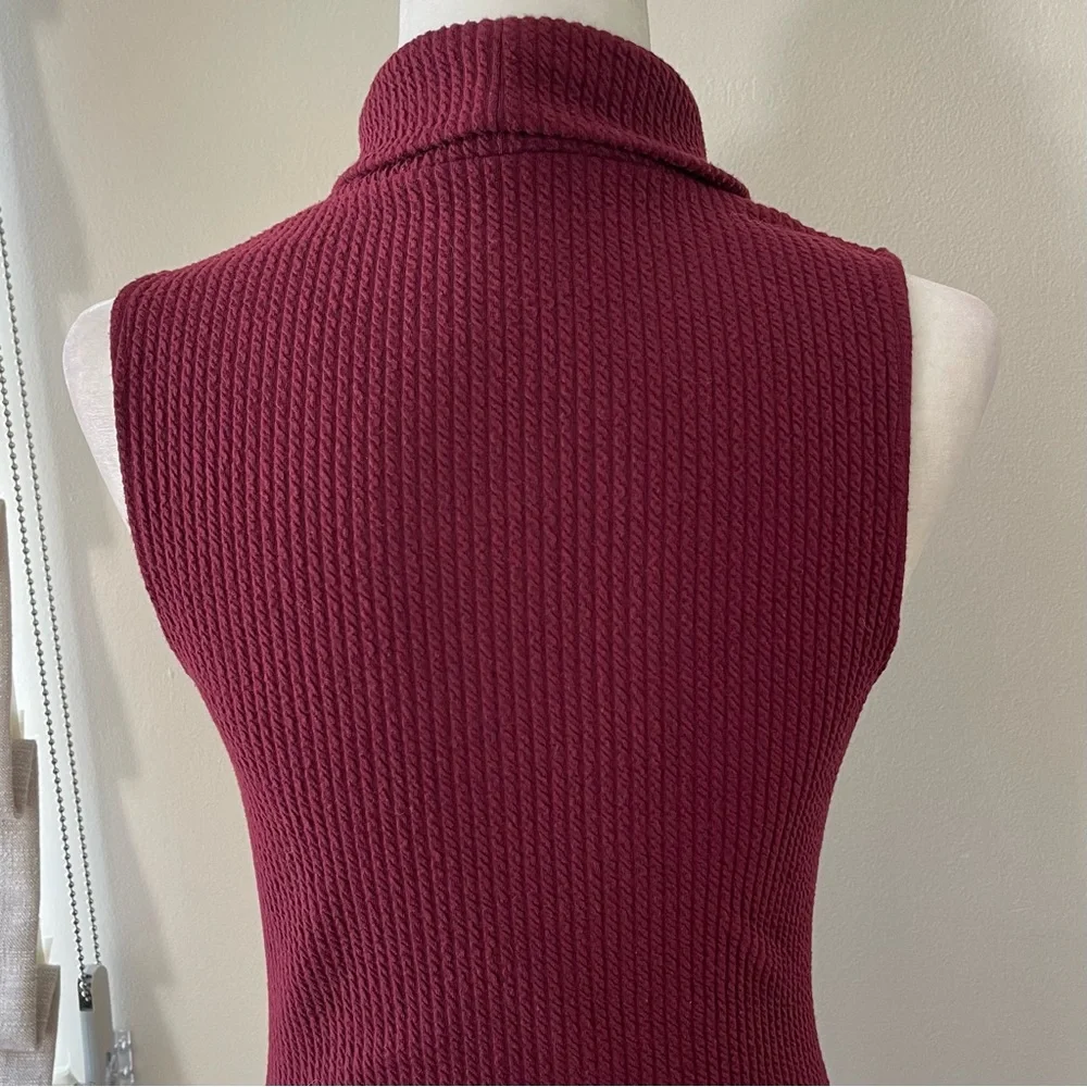UO Silence + Noise Burgundy Sleeveless Mock Neck Maxi Sweater Dress - small